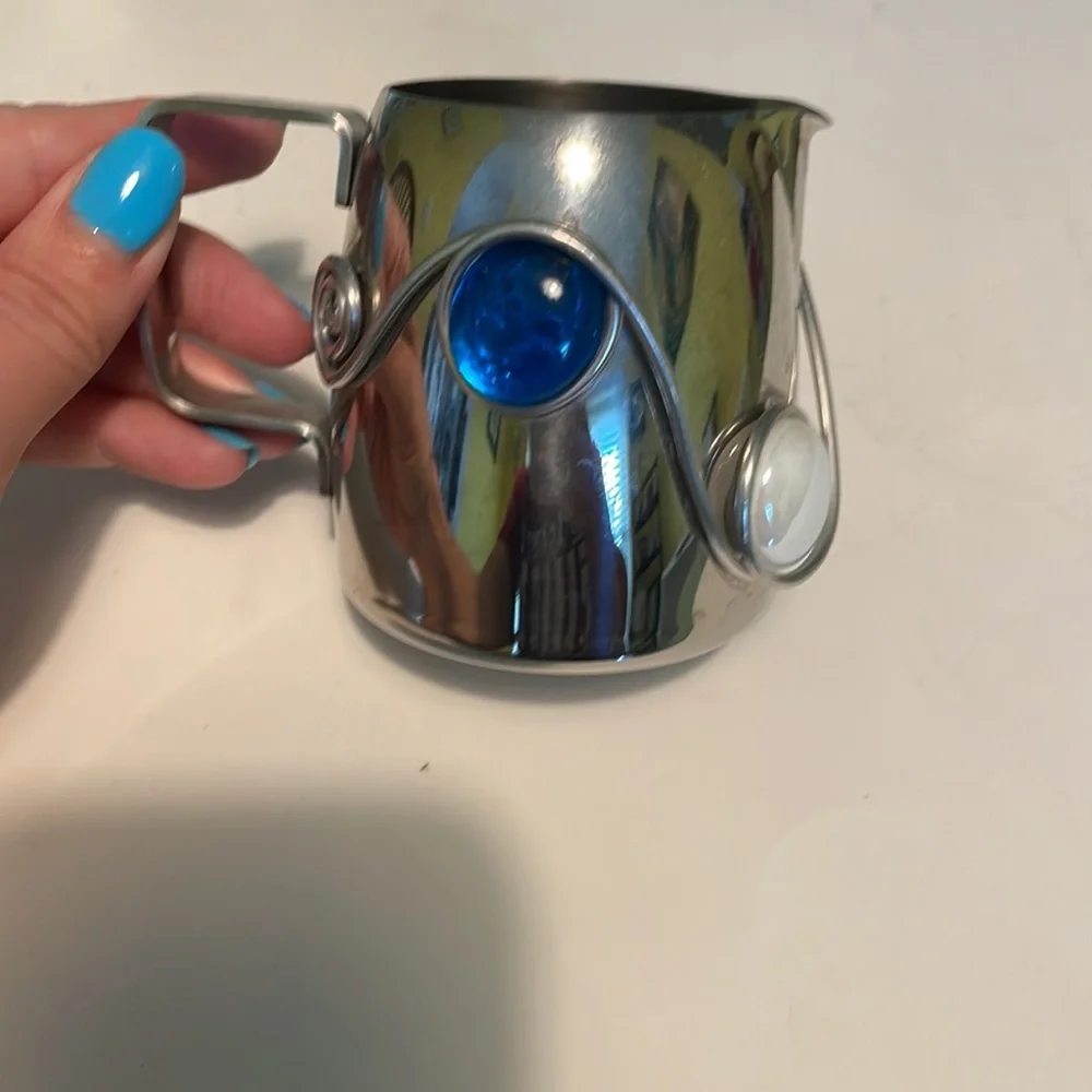 Handmade stainless steel blue beaded kitchen 5 piece set